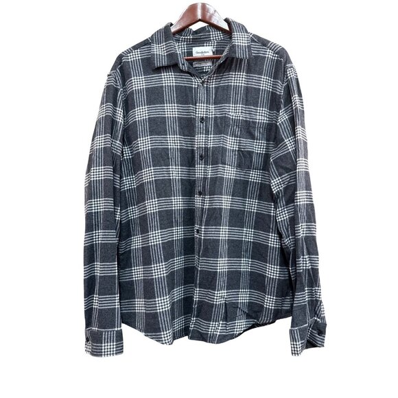 Goodfellow & Co Mens Gray & White Plaid Button-Up Flannel Shirt XL - Picture 1 of 6
